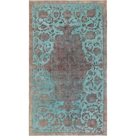 Pasargad Carpets Pasargad Home Vintage Lahore Collection Green Lamb'S Wool Area Rug- 4 Ft.11 In. X 8 Ft. 9 In. 52123
